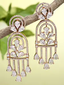 KARATCART Rose Gold & White Classic Drop Earrings