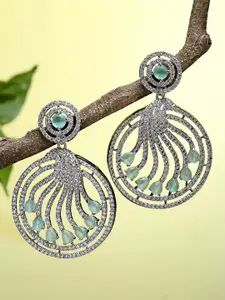 KARATCART Lime Green Silver Tone Lime Green Cubic Zirconia Studded Drop Earrings