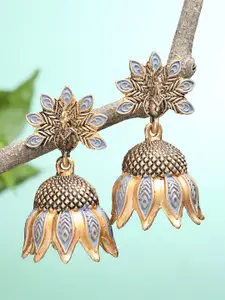 KARATCART Grey Gold Plated Classic Jhumkas Earrings