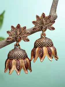 KARATCART Maroon Dome Shaped Drop Earrings