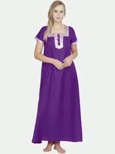 PATRORNA Women Purple Maxi Nightdress