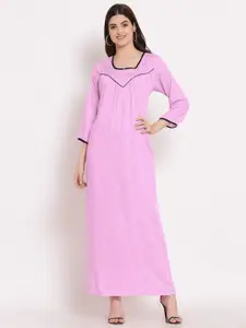 PATRORNA Women Pink Maxi Nightdress