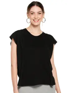 UNMADE Women Black Extended Sleeves Pure cotton Top