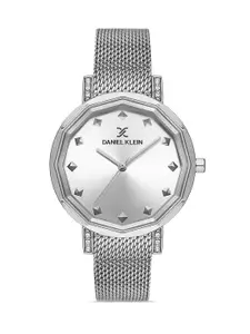 Daniel Klein Premium Women Silver-Toned Embellished Dial Bracelet Strap Watch DK.1.13235-1