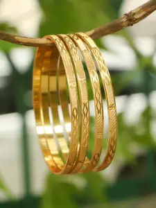 Adwitiya Collection Set Of 4  24CT Gold-Plated Bangles