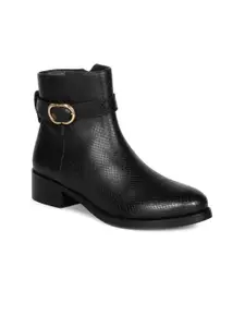 Saint G Black Leather Side Zippers Mid-Top Regular Boots