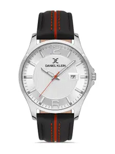 Daniel Klein Premium Men Silver-Toned Dial & Leather Strap Analogue Watch DK.1.13297-1_OR