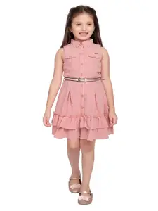 Tiny Baby Girls Striped Sleeveless Shirt Dress with Belt