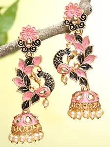 KARATCART Women Pink Classic Jhumkas Earrings