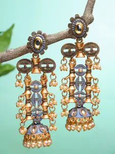 KARATCART Grey Dome Shaped Jhumkas Earrings