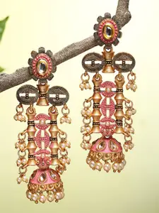 KARATCART Pink Classic Jhumkas Earrings