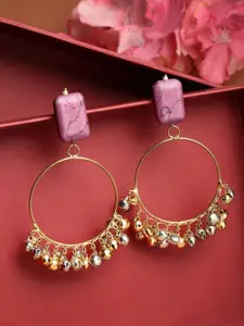 DUGRISTYLE Gold-Plated Sterling Silver Circular Drop Earrings
