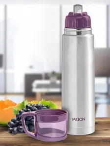 Milton Purple Glassy 1000 Thermosteel Bottle with Drinking Cup Lid 1 Litre
