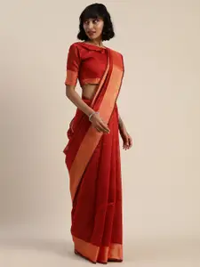 Florence Red & Gold-Toned Art Silk Saree
