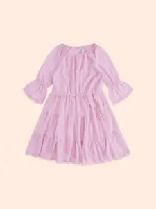 Pantaloons Junior Girls Purple Fit and Flare Tiered Dress