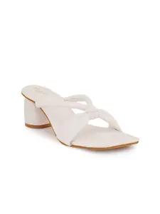 Cogner Women White Block Sandals