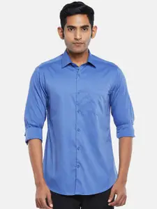 BYFORD by Pantaloons Men Blue Solid Slim Fit Formal Shirt