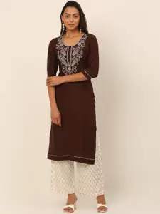 KALINI Women Paisley Yoke Design Thread Work Kurta