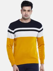 BYFORD by Pantaloons Men Mustard & White Colourblocked Pullover
