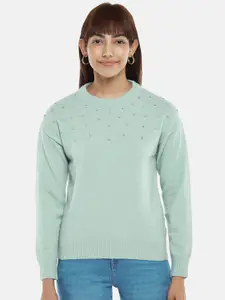 Honey by Pantaloons Women Green Embroidered Pullover