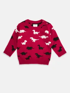 Pantaloons Baby Boys Red & White Printed Pullover
