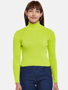 People Women Yellow Ribbed Pullover