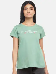 Dreamz by Pantaloons Dreamz by Pantaloons Women Green Printed Cotton Lounge T-shirt