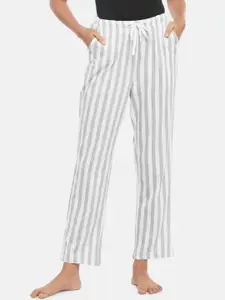 Dreamz by Pantaloons Women Grey & White Striped Lounge Pant