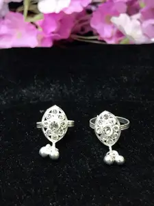 MORKANTH JEWELLERY Set of 2 White Silver-Plated Stone Studded Toe Ring