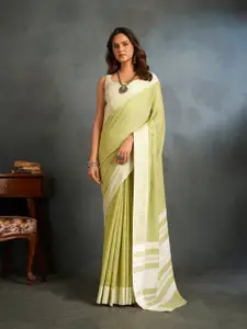 elora Yellow & White Woven Design Linen Blend Saree
