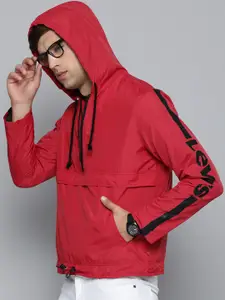 Levis Men Red Solid Hooded Sporty Jacket