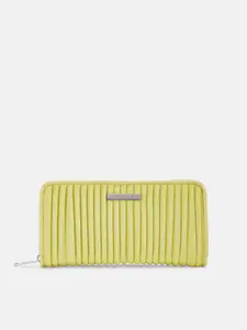 Forever Glam by Pantaloons Women Yellow Textured PU Zip Around Wallet