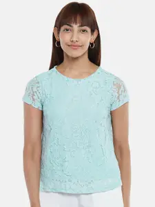 Honey by Pantaloons Women Green Floral Lace Top