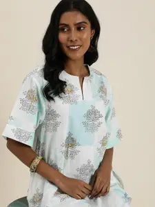 Taavi Sangeneri Ethnic Motifs Printed Cotton-Linen A-Line Dress