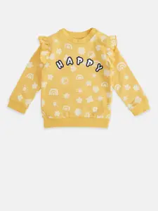 Pantaloons Baby Girls Conversational Printed Long Sleeves Cotton Pullover Sweatshirt