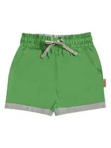 milou Boys Green Solid Pure Cotton Shorts