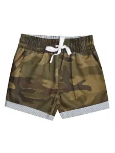 Milou Boys Green Camouflage Printed Pure Cotton Shorts