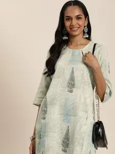 Taavi Women Sanganeri Cotton Linen Ethnic Motifs Printed Kurta