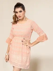 Winza Designer Peach-Coloured Empire Longline Top