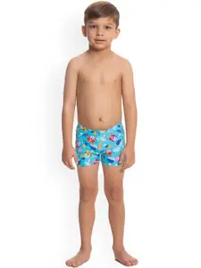 Speedo Boys Yellow & Blue Printed Swim Shorts