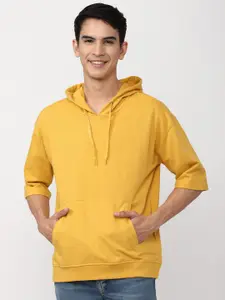 FOREVER 21 Men Yellow Hooded Sweatshirt