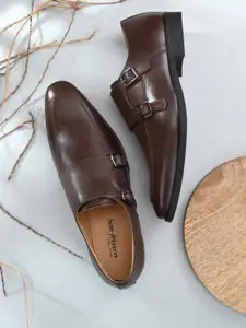 San Frissco Men Brown Solid Formal Monk Shoes