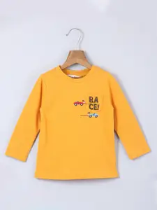 Beebay Boys Yellow Embroidered  Pure Cotton T-shirt