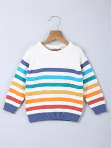 Beebay Boys White & Yellow Striped Pullover Sweater