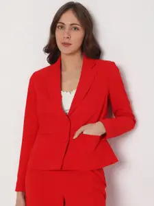 Vero Moda Women Red Solid Single Breasted Blazer