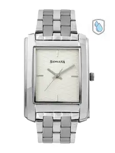 Sonata Men Off-White Dial Watch NJ7953SM01C
