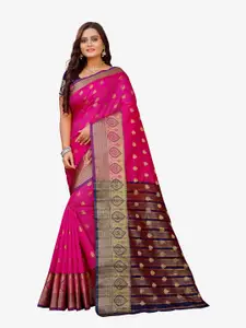 Indian Fashionista Indian Fashionista Pink & Purple Woven Design Zari Art Silk Banarasi Saree