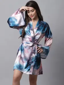 Claura Blue Printed Nightdress