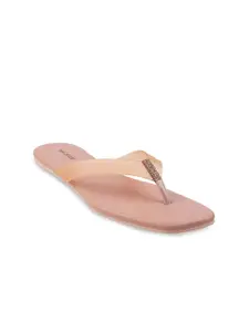 WALKWAY by Metro Women Pink Solid Synthetic T-Strap Flats