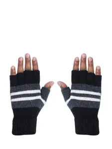 LOOM LEGACY Men Black Acrylic Hand Gloves
